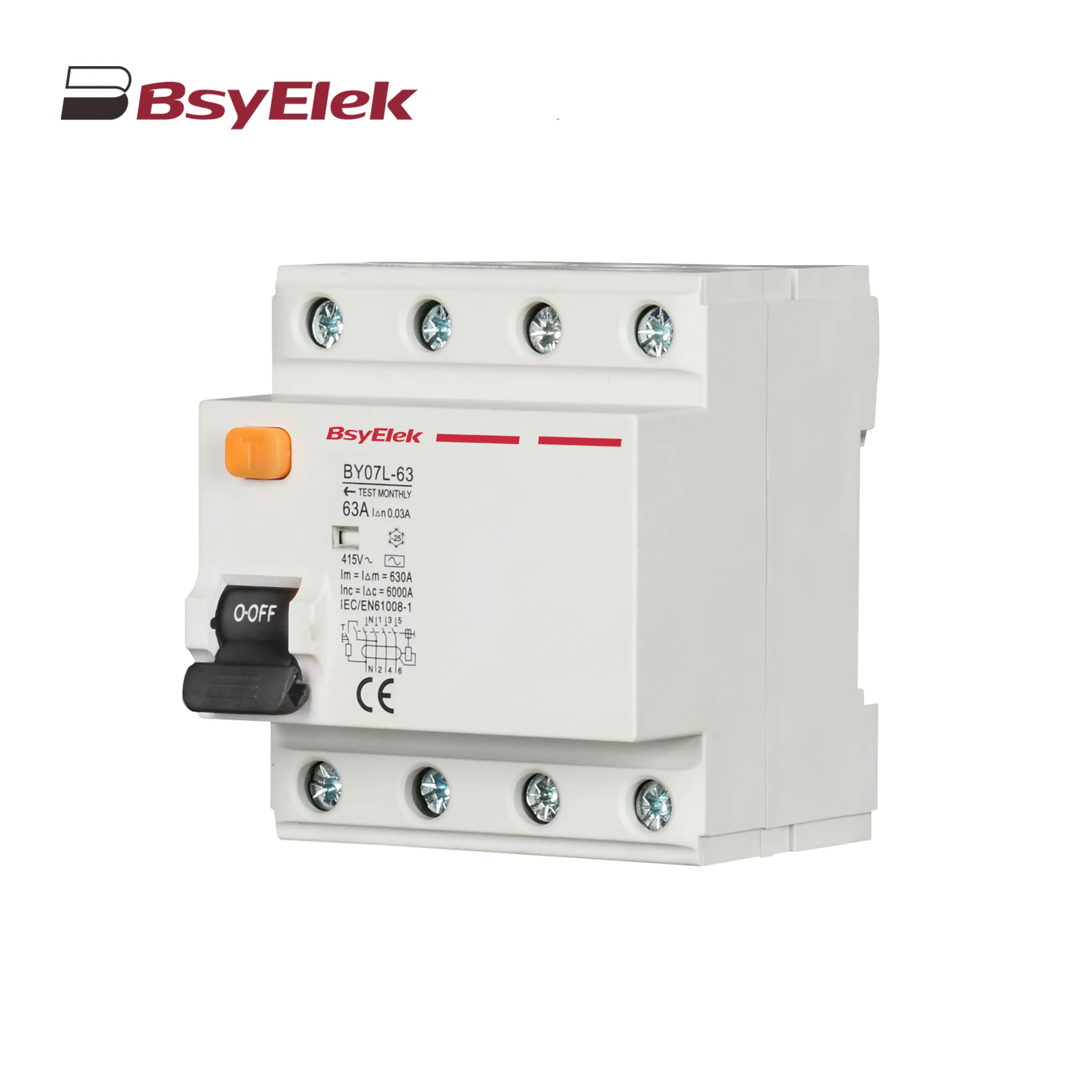 BY07L-63 RCCB 6KA Residual Current Circuit Breaker